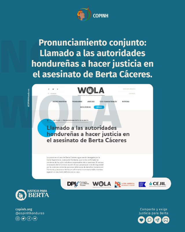 Llamado a las autoridades hondureñas a hacer justicia en el asesinato de Berta Cáceres
