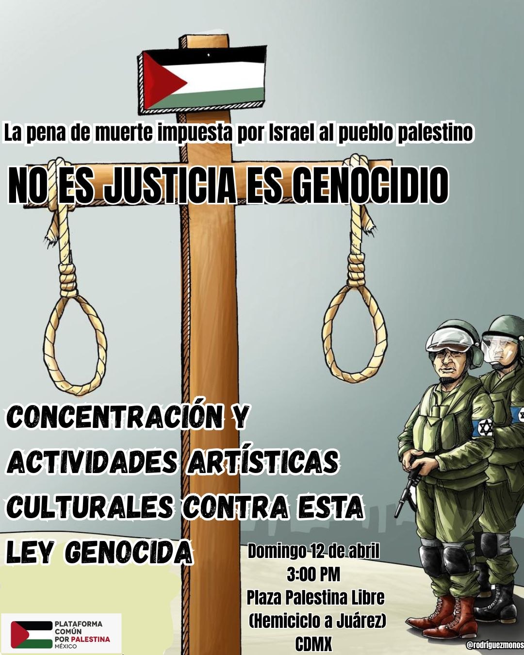 Concentración y actividades por Palestina en CDMX domingo 12 de abril 3pm