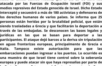 Colectivos, organizaciones e individuos por Palestina en Chiapas se solidarizan con Global Sumud Flotilla