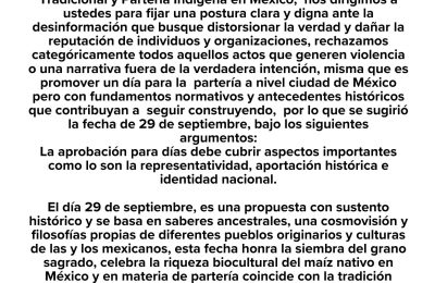 Comunicado de la Comunidad Casas de Medicina y Partería Tradicional Indígena en México